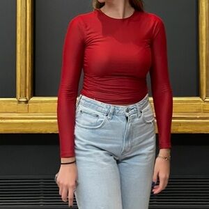 Abercrombie & Fitch Women's Burgundy Long Sleeve Top